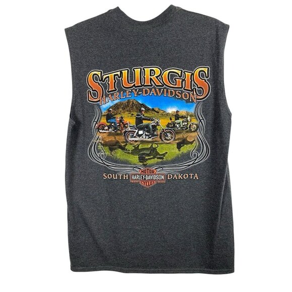 Harley Davidson Sleeveless Tee Size Large READ Sturgis South Dakota HD 2011 NWOT - Picture 2 of 7